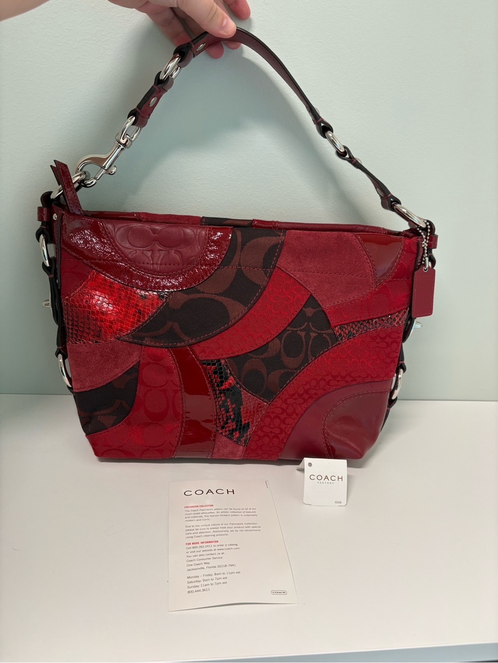 NWT Coach F14005 Carly Red Patchwork Hobo Shoulder Bag 2009